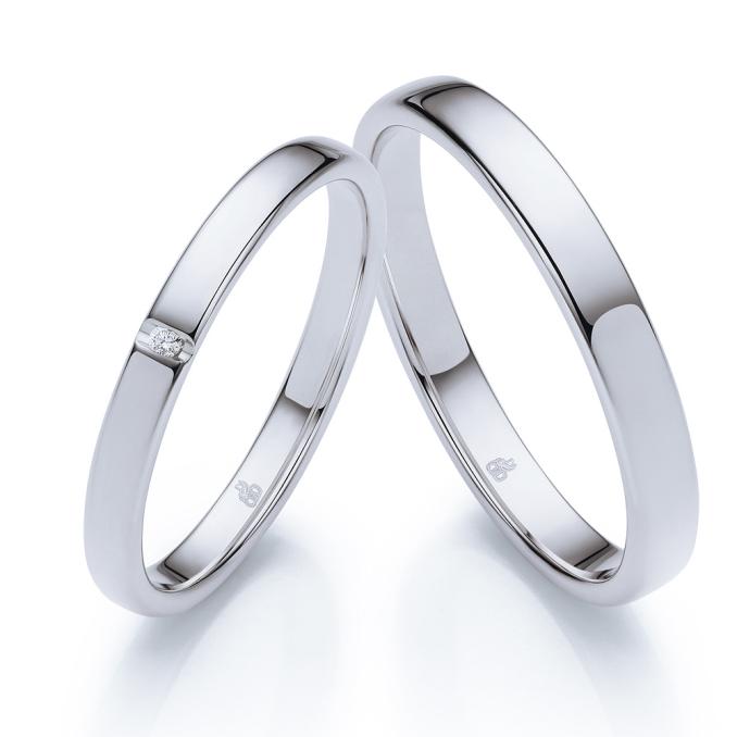 Polierte Platin Ringe mit Diamanten 8290